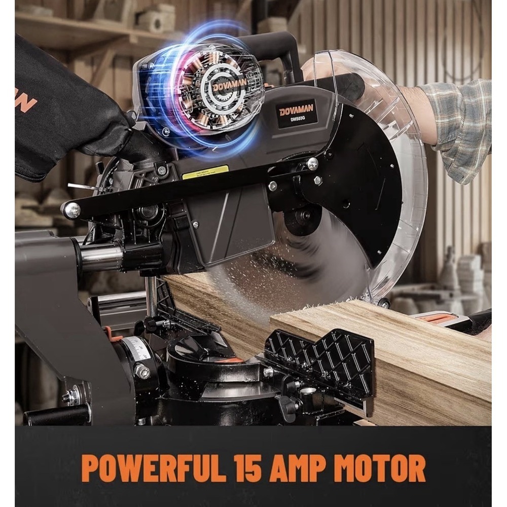 Dovaman 12-Inch Dual-Bevel Sliding Compound Miter Saw Ambidextrous & Laser Guide - Picture 11 of 16